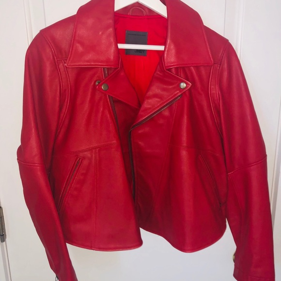 JNBY red cow leather jacket M - Picture 2 of 9